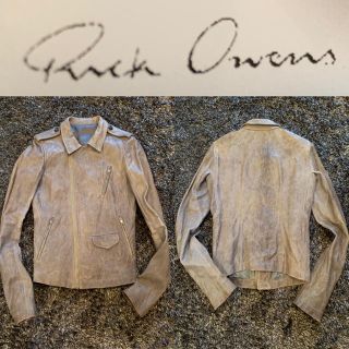 リックオウエンス(Rick Owens)のRick Owens（リックオウエンス）ダストカラー ラムレザーライダース XS(レザージャケット)