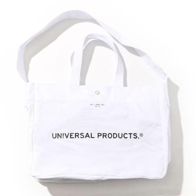 1LDK SELECT(ワンエルディーケーセレクト)のUNIVERSAL PRODUCTS  NEWS BAG 白 メンズのバッグ(トートバッグ)の商品写真