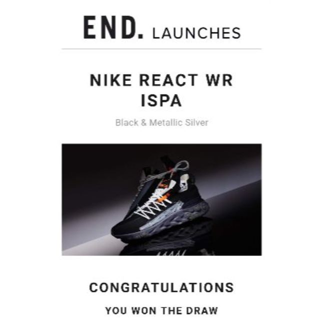 NIKE(ナイキ)のNIKE REACT WR ISPA BLACK 27.0 メンズの靴/シューズ(スニーカー)の商品写真