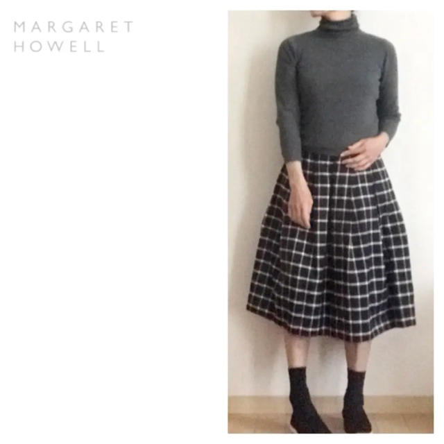 MARGARET HOWELL - マーガレットハウエル☆コットン☆フレアスカート☆エムエイチエル☆チェック☆麻