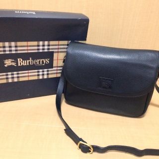 バーバリー(BURBERRY)の美品 黒革 バーバリー ショルダーバッグ レザー (ショルダーバッグ)