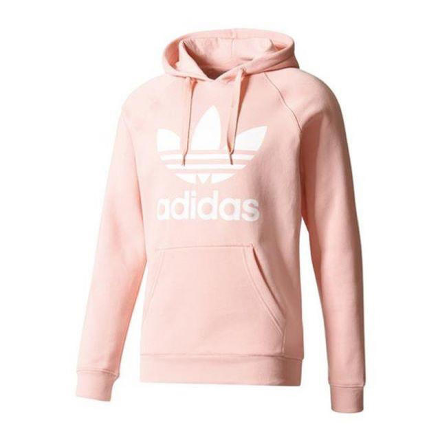 adidas(アディダス)のアディダス トレフォイル ロゴパーカー ピンク 美品 スウェット Nike  メンズのトップス(パーカー)の商品写真