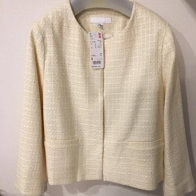 UNIQLO(ユニクロ)のユニクロ ツイードノーカラージャケット 未使用 レディースのジャケット/アウター(ノーカラージャケット)の商品写真