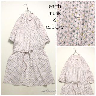 アースミュージックアンドエコロジー(earth music & ecology)のearth music&ecology . フラワープリント シャツ ワンピース(ひざ丈ワンピース)