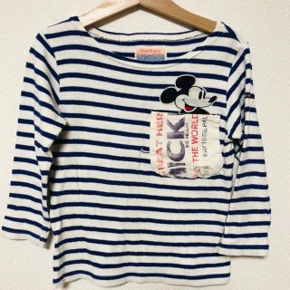 デニムダンガリー(DENIM DUNGAREE)のデニム＆ダンガリー ミッキーボーダーポケット七分袖Tシャツ110(Tシャツ/カットソー)