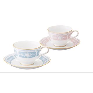 ノリタケ(Noritake)のノリタケ レースウッドゴールド ティー・コーヒー碗皿ペア(グラス/カップ)