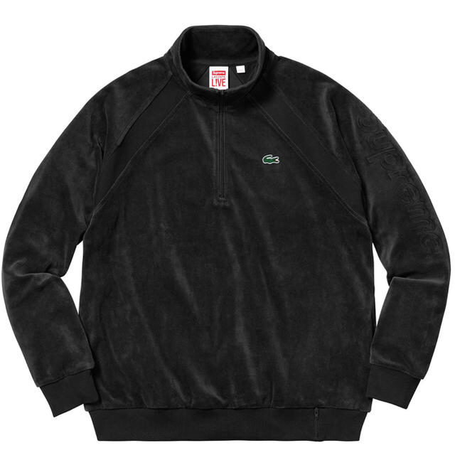 supreme×lacoste ベロア　ハーフジップ