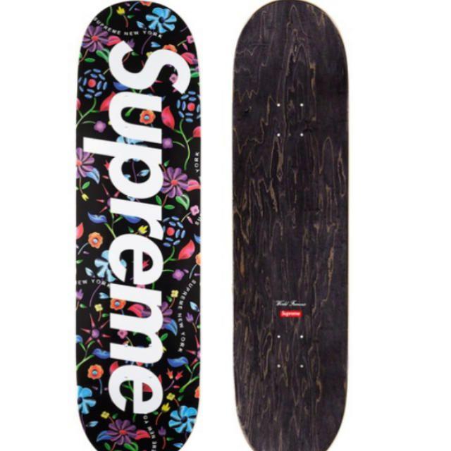 Airbrushed Floral Skateboard　黒のサムネイル