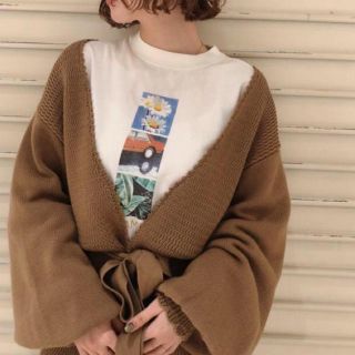 マウジー(moussy)の今季完売☆MOUSSY trim end knitカーディガン☆ニットガウン新品(カーディガン)