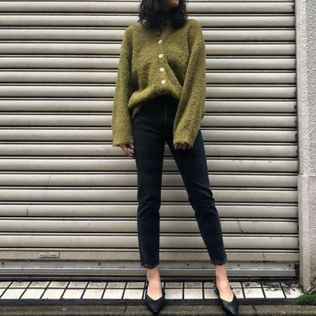 moussy(マウジー)の即完売☆MOUSSY grass knitカーディガン☆モコモコカーデグリーン レディースのトップス(カーディガン)の商品写真