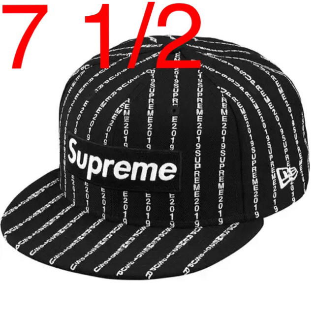 キャップSupreme Text Stripe New Era 7 1/2 黒