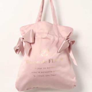 メゾンドフルール(Maison de FLEUR)の🎀新品メゾンドフルールダブルリボントート ピンクベージュ(トートバッグ)