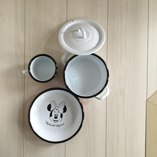 ミニーマウス(ミニーマウス)のホーロー食器3点セットディズニーミニーちゃん柄(食器)