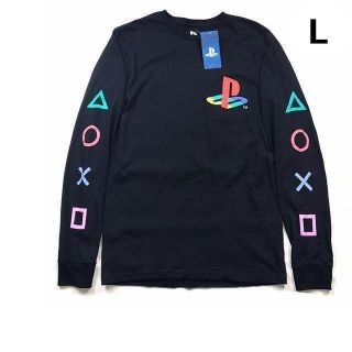 プレイステーション(PlayStation)のプレイステーション オフィシャル 袖ロゴ ロンT【L】黒 新品 180613(Tシャツ/カットソー(七分/長袖))