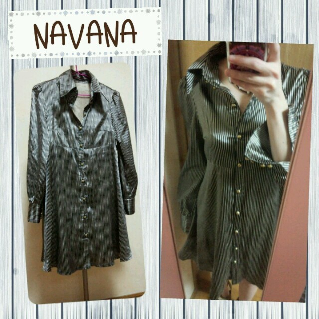 NAVANA(ナバーナ)のNAVANA♡サテンロングシャツワンピ レディースのワンピース(ミニワンピース)の商品写真