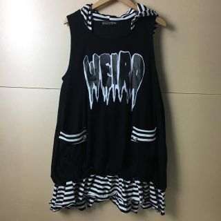 ヘルキャットパンクス(HELLCATPUNKS)のヘルキャットパンクス パンク ゴシップ ノースリーブ 猫耳 フード付 ワンピ(ミニワンピース)