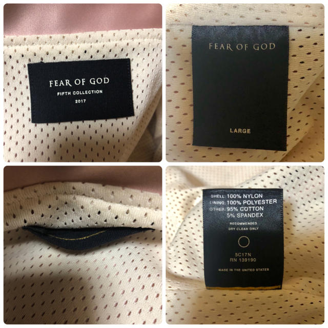 FEAR OF GOD(フィアオブゴッド)のFEAR OF GOD 5th サテン コーチジャケット ピンク ブルゾン メンズのジャケット/アウター(ナイロンジャケット)の商品写真