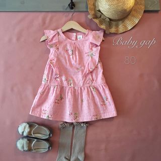 ベビーギャップ(babyGAP)のbabygap｜ベビーギャップ フリル袖 ワンピース⑅⿻80-90(ワンピース)