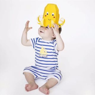 プチバトー(PETIT BATEAU)の3m◎マリニエールプリントショートロンパース g19018(ロンパース)