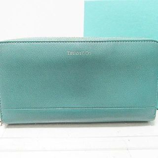 ティファニー(Tiffany & Co.)のティファニー レザー ラウンド長財布 水色 箱付 正規品(財布)