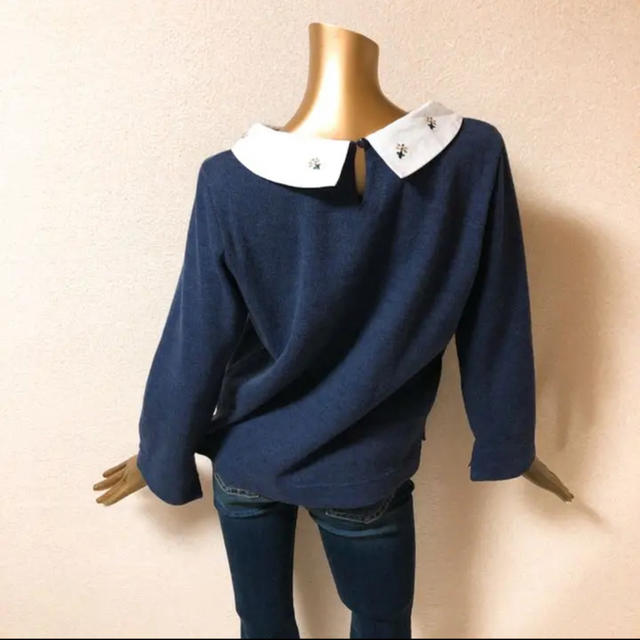 POU DOU DOU(プードゥドゥ)の☘R140☘ POU DOU DOU 襟刺繍 ニット M レディースのトップス(ニット/セーター)の商品写真
