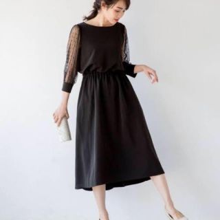 アパートバイローリーズ(apart by lowrys)の美品☆結婚式にも アパートバイローリーズ ドットチュールワンピース(ひざ丈ワンピース)