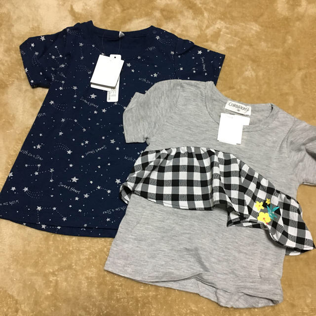 しまむら(シマムラ)の未使用タグ付 半袖Tシャツ 3点セット キッズ/ベビー/マタニティのキッズ服女の子用(90cm~)(Tシャツ/カットソー)の商品写真