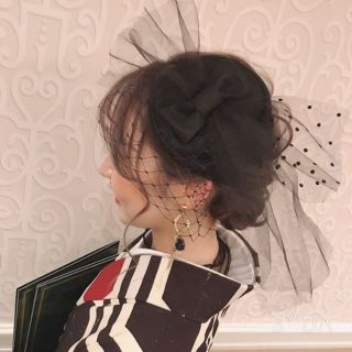 ブラック ヘッドドレス トークハット  ボンネット ヘアアクセサリー