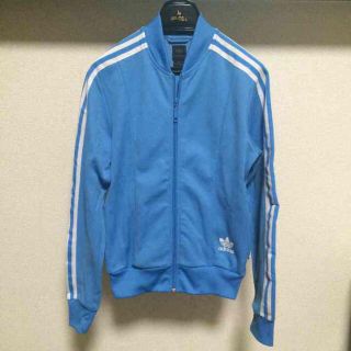 アディダス(adidas)のadidas★レトロ調水色ジャケット(ノーカラージャケット)