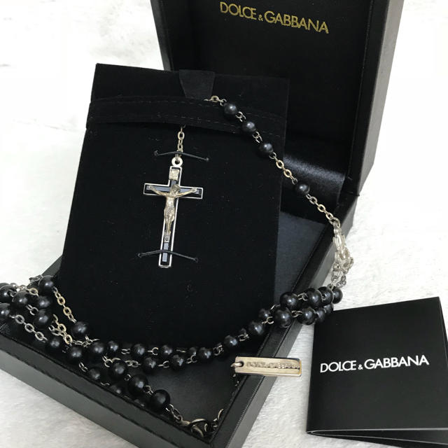 DOLCE&GABBANA(ドルチェアンドガッバーナ)のD&G ロザリオネックレス ブラック×シルバー メンズのアクセサリー(ネックレス)の商品写真