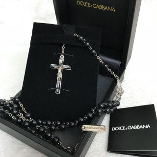 ドルチェアンドガッバーナ(DOLCE&GABBANA)のD&G ロザリオネックレス ブラック×シルバー(ネックレス)