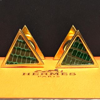 エルメス(Hermes)のエルメス クロコ カフリンクス カフス グリーン(カフリンクス)