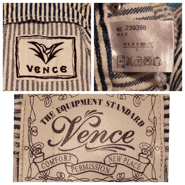 VENCE(ヴァンス)のVance ヒッコリー サロペット オールインワン ダメージ加工 レディースのパンツ(サロペット/オーバーオール)の商品写真