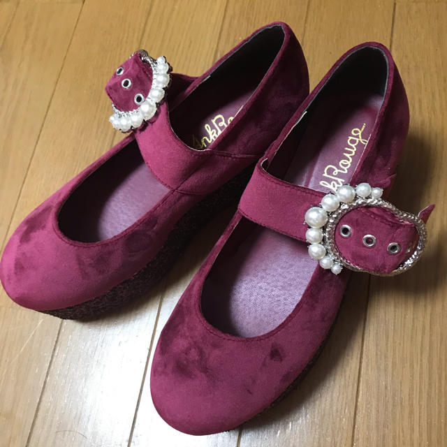 AnkRouge パールバックルベロアシューズ