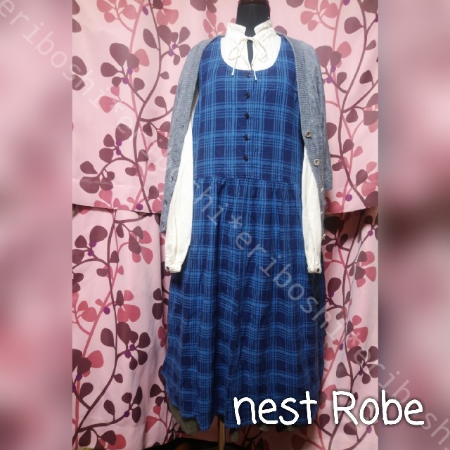 nest Robe(ネストローブ)のnest Robeネストローブ◆混リネンチェック柄ワンピース レディースのワンピース(ロングワンピース/マキシワンピース)の商品写真