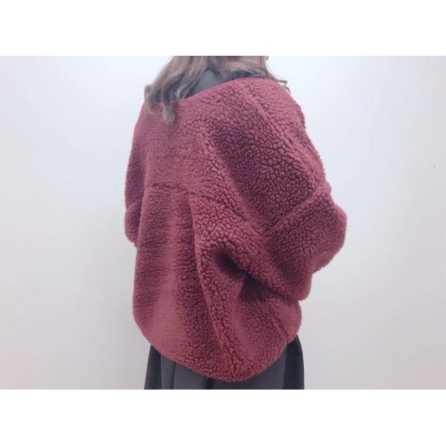 natural couture(ナチュラルクチュール)のnatural couture 　ボアジャケット　ブルゾン　ボルドー レディースのジャケット/アウター(ブルゾン)の商品写真