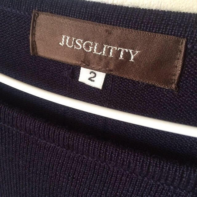 JUSGLITTY(ジャスグリッティー)のジャスグリッティー ネイビーフリルニット レディースのトップス(ニット/セーター)の商品写真