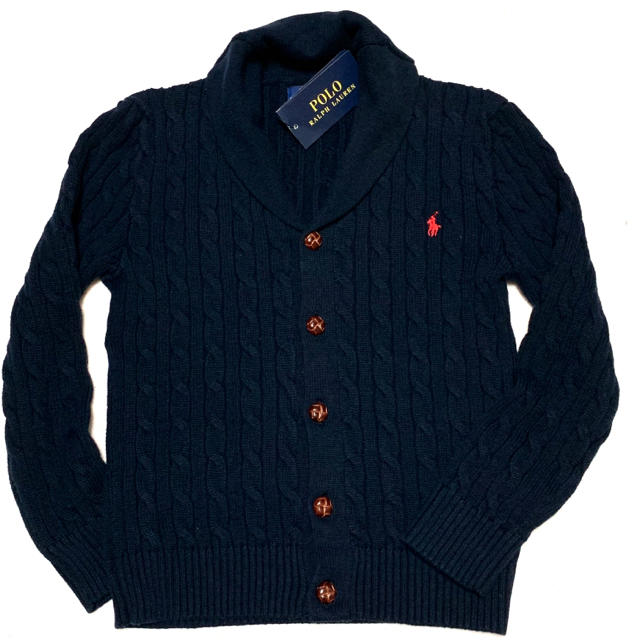 POLO RALPH LAUREN(ポロラルフローレン)の新品✨ショールカラー ケーブルニット カーディガン ボーイズ S/140 キッズ/ベビー/マタニティのキッズ服男の子用(90cm~)(カーディガン)の商品写真