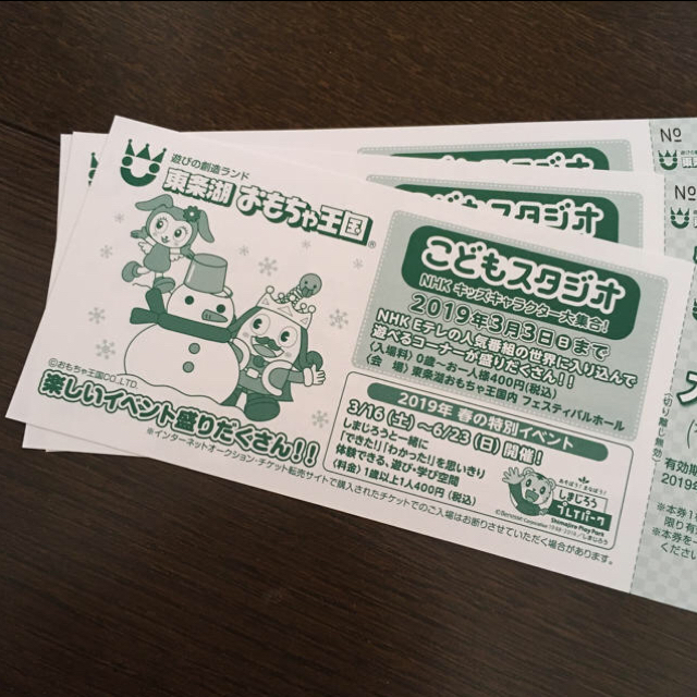 東条湖おもちゃ王国  3枚セット チケットの施設利用券(遊園地/テーマパーク)の商品写真