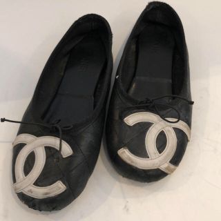 シャネル(CHANEL)のシャネルカンボンラインバレーリーナフラットシューズCHANEL黒白ピンク(バレエシューズ)