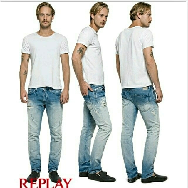 Replay(リプレイ)の定価¥3.5万 新品 リプレイ REPLAY WAITOM ダメージジーンズ メンズのパンツ(デニム/ジーンズ)の商品写真