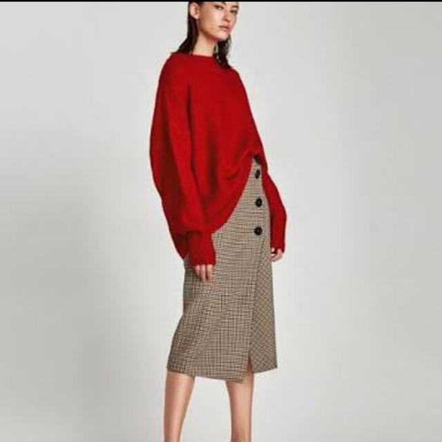 ZARA(ザラ)の【ZARA】チェック柄ミディ丈ラップアスタイルスカート レディースのスカート(ひざ丈スカート)の商品写真