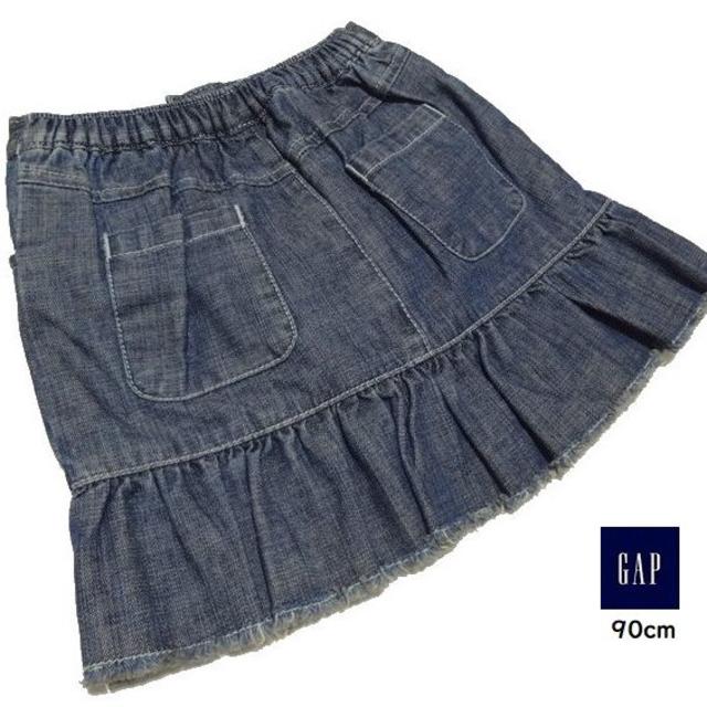 babyGAP(ベビーギャップ)の■GAP/ギャップ■ 90cm位 ダンガリーデニムのパンツ付スカート キッズ/ベビー/マタニティのキッズ服女の子用(90cm~)(スカート)の商品写真