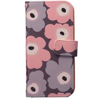 マリメッコ(marimekko)の訳すと緑の葉っぱ様専用ページ♡マリメッコiPhoneSE手帳ケース♡ピンクグレー(iPhoneケース)