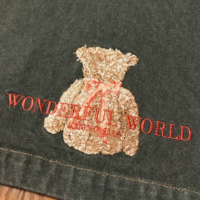 PINK HOUSE - ワンダフルワールド 熊刺繍デニムスカート ダークカーキ