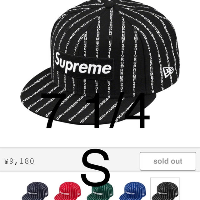 19ss supreme Text Stripe New Era 黒 S