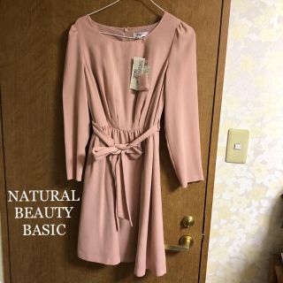 ナチュラルビューティーベーシック(NATURAL BEAUTY BASIC)のNATURAL BEAUTY BASIC＊ウエストリボンワンピース(ミニワンピース)