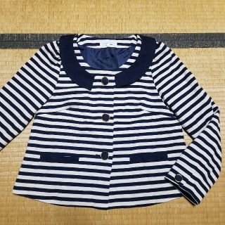 グローブ(grove)の【さとりか様専用】ジャケット ボーダー ネイビー 《未使用》(ノーカラージャケット)