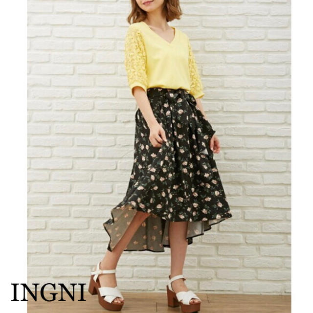 INGNI(イング)の値下げ‼️INGNI 新品タグ付き 花柄ラップイレヘム/SK レディースのスカート(ロングスカート)の商品写真