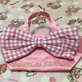 メゾンドフルール(Maison de FLEUR)のMaison de FLEUR ビッグリボン ギンガムチェック トートバッグ(トートバッグ)